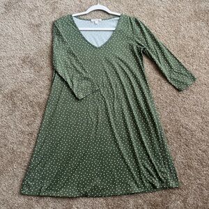 Olive White Polka Dot Midi Dress